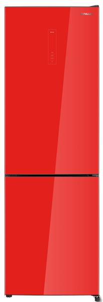 Хладилник с фризер Finlux FBN340R GLASS , 322 l, E , No Frost , Червено стъкло